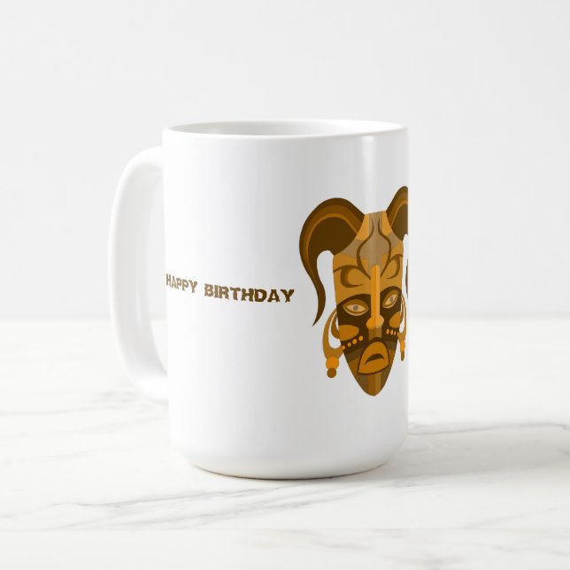MUGG MED TRADITIONELL MASKKONST, FÖDELSEDAG (Framsida vänster)