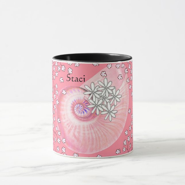 Mugg med tusenskönor och skal i rosa (Center)
