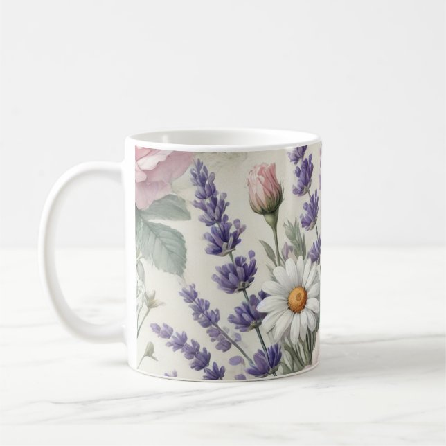 Mugg med vattenfärgsBlommönster 2/6 (Vänster)