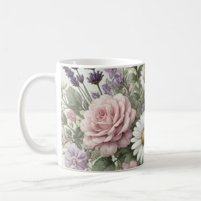 Mugg med vattenfärgsBlommönster 6/6 (Vänster)