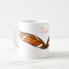 Mugg - Orange Fjädrar och Namn