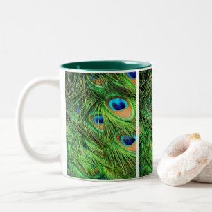 Mugg, peacock Feathers Two-Tone Coffee Mugg
