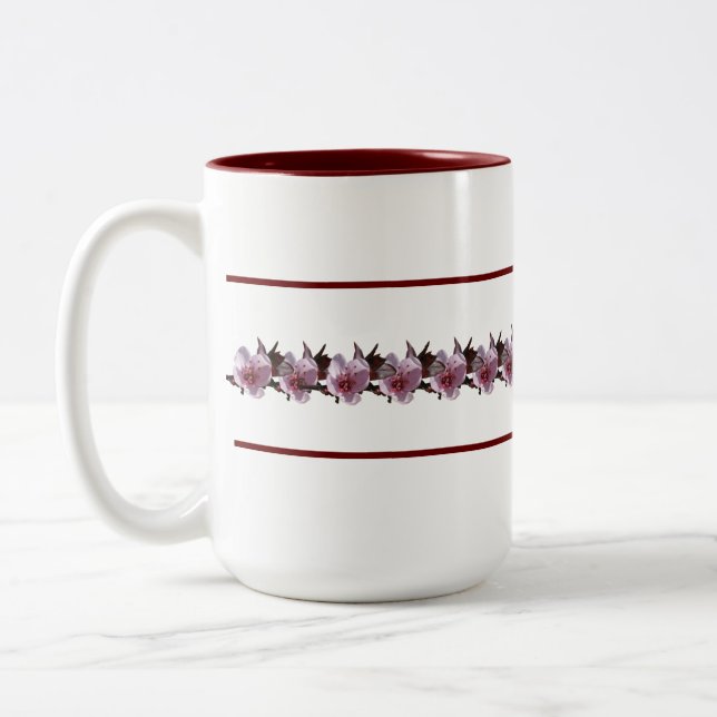 Mugg - Plum-Blommarna mellan Maron Linjer (Vänster)