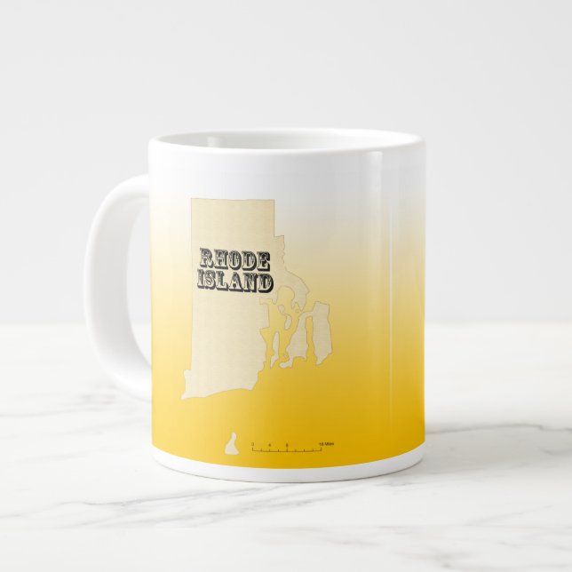 Mugg - Rhode Iland statskarta med stad Jumbo Mugg (Framsida vänster)