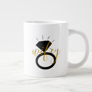 Mugg - Ring wifey Black Guld Jumbo Mugg