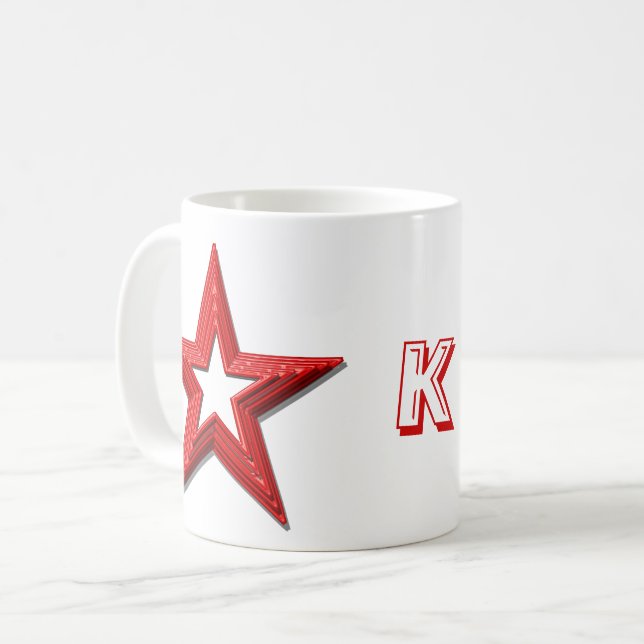 Mugg - Röda stjärnor och inledande (Framsida vänster)
