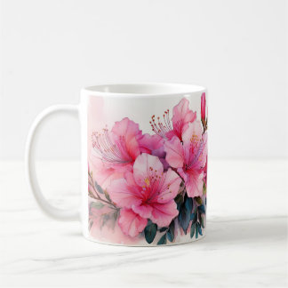 Mugg - Rosa Azaleas Flowers, Watercolor Art