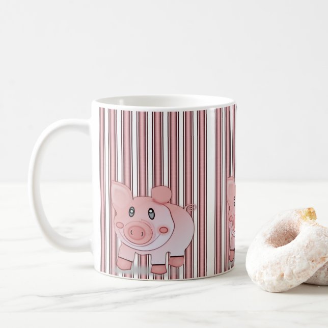mugg rosa grisar (Med munk)