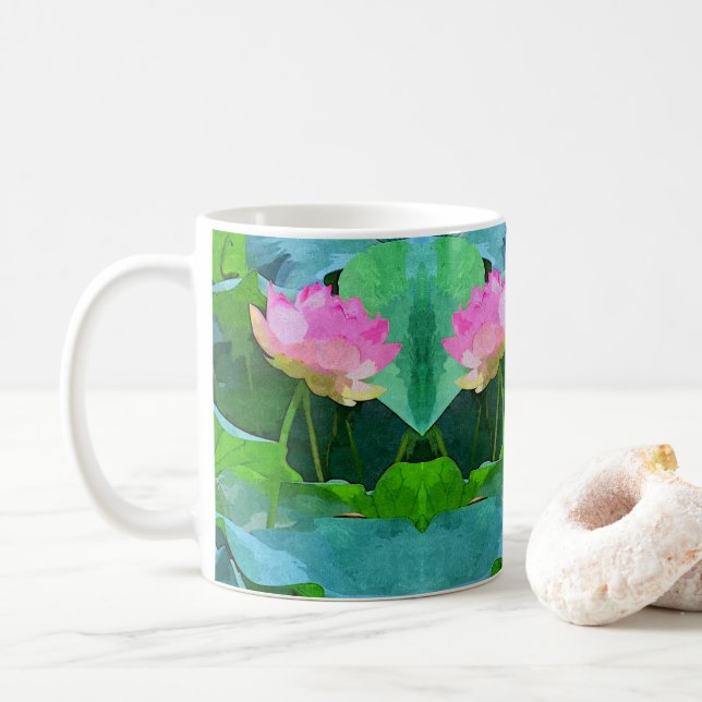 Mugg Rosa Lotus Abstrakt (Med munk)