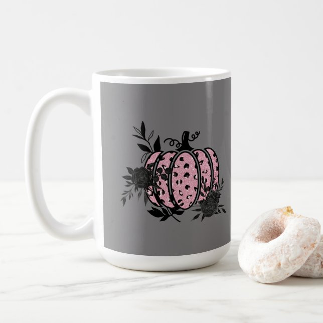 Mugg, Rosa och svart Leopard Pumpkin Kaffemugg (Med munk)