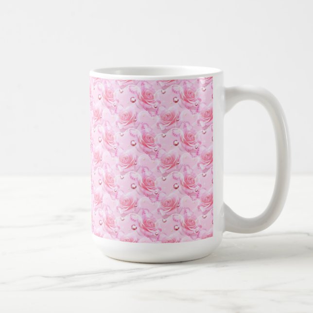 Mugg/Rosa ros och hjärtan Kaffemugg (Höger)