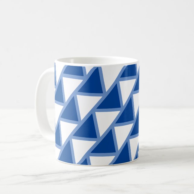 Mugg - Rutiga trianglar i blått (Framsida vänster)