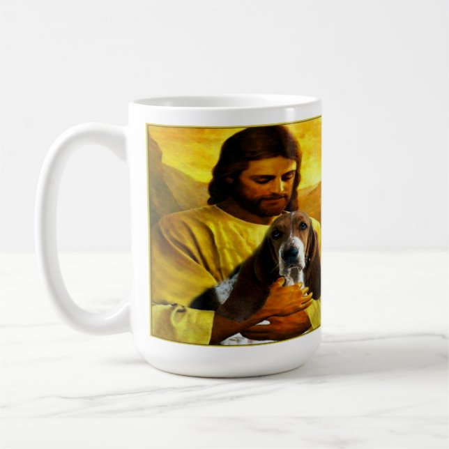 Mugg säger "Basset Hound Prayer Dikt" (Vänster)