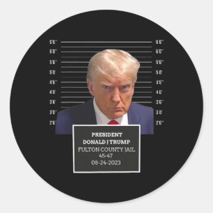 Mugg Shot President Donald J Trump Mugshot 2023 Ro Runt Klistermärke