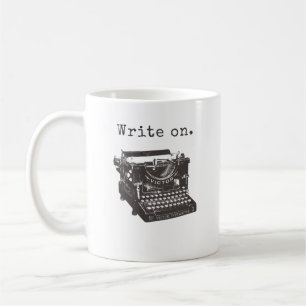 Mugg, skrivmaskin, hjärta, skriva på kaffemugg