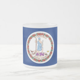 Mugg, skuret av litet glas med flagga Virginia, Fö Frostad Glasmugg