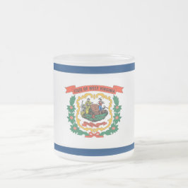 Mugg, skuret av litet glas med flagga Virginia Frostad Glasmugg