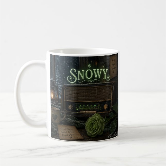 mugg snöig grön ros1 (Vänster)