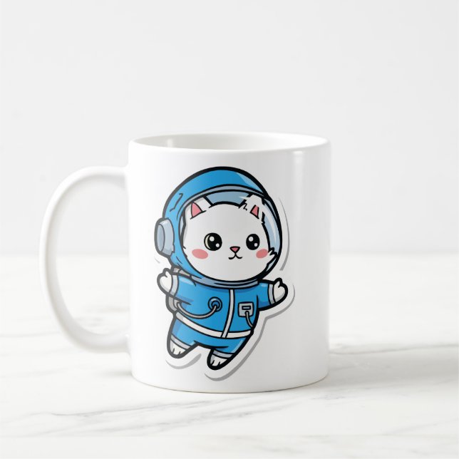 Mugg Söt Astronaut Katt Kawaii (Vänster)