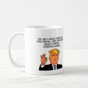 Mugg stor Gr för Donald Trump lycklig fars