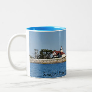 Mugg: Stratford Point Lighthouse, Stratford, CT Två-Tonad Mugg