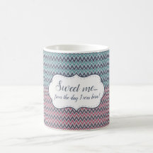 Mugg Sweet me Grått-Red-Mint chevron mönster