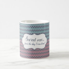 Mugg Sweet me Grått-Red-Mint chevron mönster