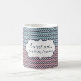 Mugg Sweet me Grått-Red-Mint chevron mönster