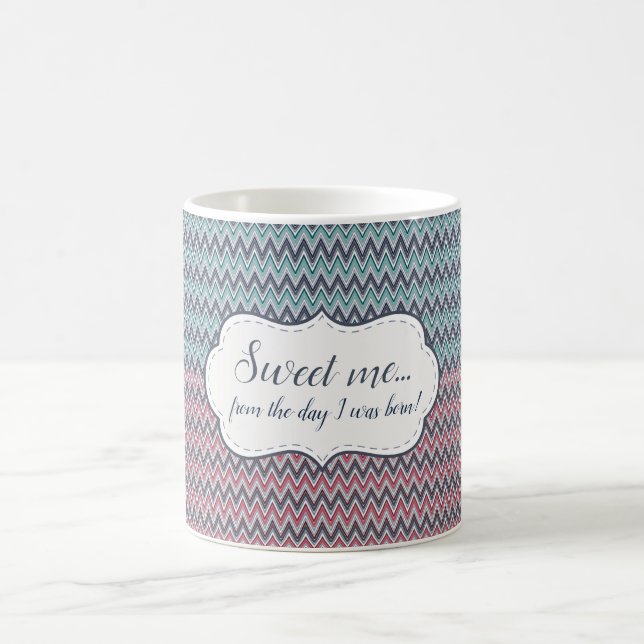 Mugg Sweet me Grått-Red-Mint chevron mönster (Center)