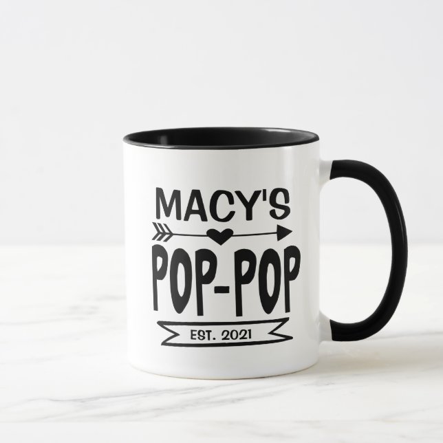 Mugg till Pop Pop med barnbarnsnamn och år (Höger)