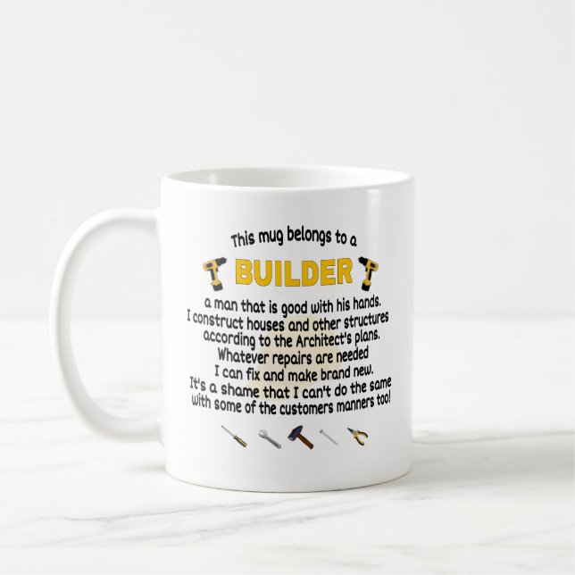   Mugg Tillhör till en byggare. Builder Gift (Vänster)