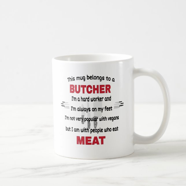   Mugg Tillhör till en slaktare. Butcher Gift (Höger)