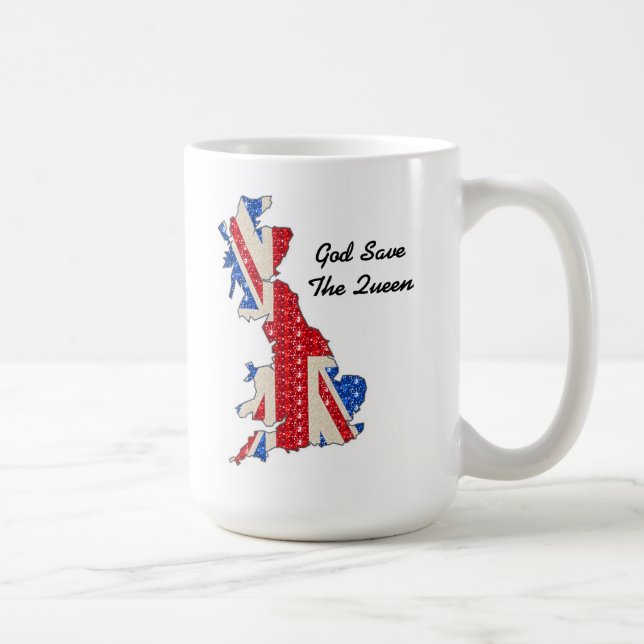 Mugg UK Flagga God Spara The Queen  (Höger)