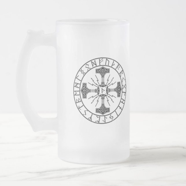 Mugg, Valhalla Oliver, frosted Glass | Mjollnir Frostat Ölglas (Vänster)