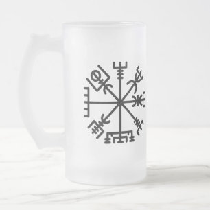 Mugg, Valhalla Oliver, frosted Glass   Vegvisir Frostat Ölglas