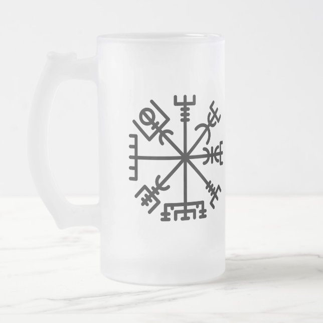 Mugg, Valhalla Oliver, frosted Glass | Vegvisir Frostat Ölglas (Vänster)