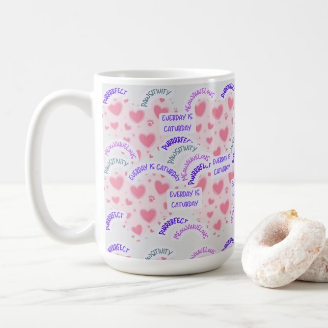 Mugg "Varje dag är kattlördag" Positiva vibratione (Med munk)