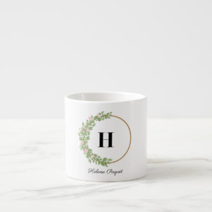 Mugg: Vit elegans med Grönt och svart Espressomugg