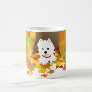 Mugg - Westie hund i höst löv