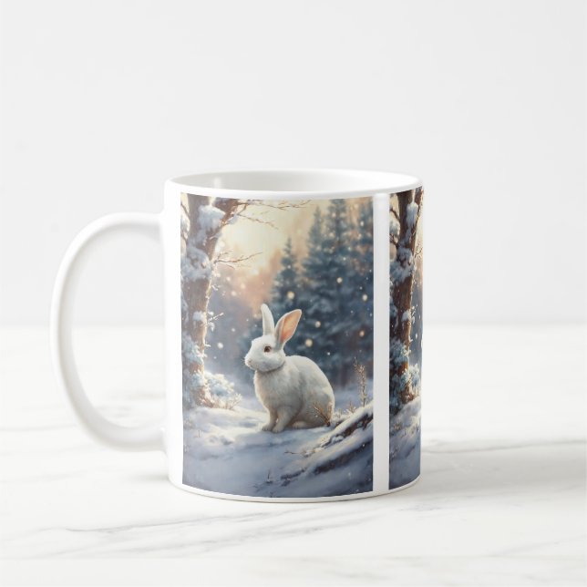 Mugg"Whimsical Elegance: White Rabbit Mugg for Del (Vänster)
