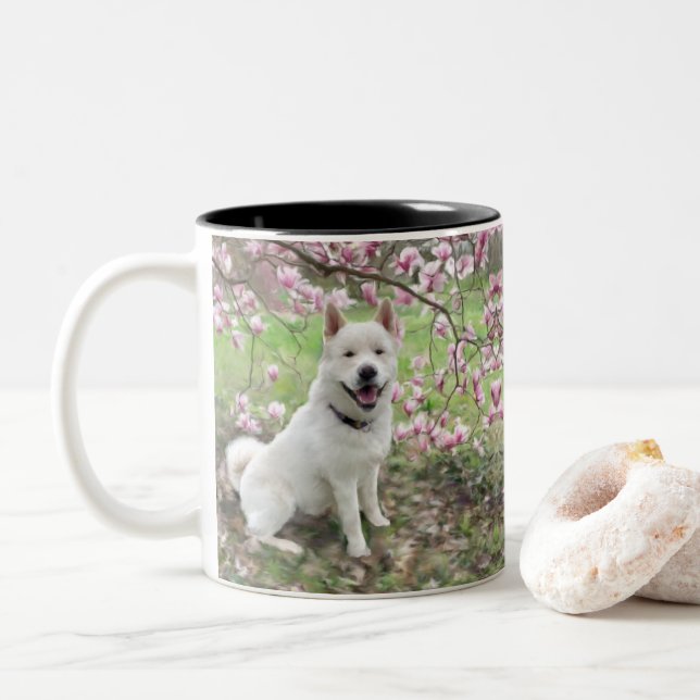 Mugg - White Akita (Med munk)