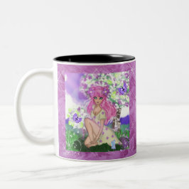 Mugg Young Girl Sitta med PurplelButterflies