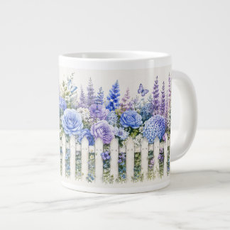 Mugga blomster fjäril blå lavendel trädgårdsstaket jumbo mugg