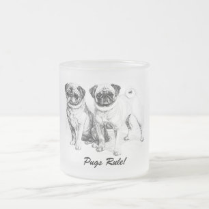 Muggar för ädelfärgade Pugs Black and White Ill