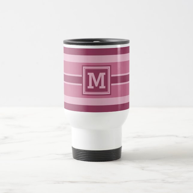 Muggar för monogram för randmönster beställnings- (Center)