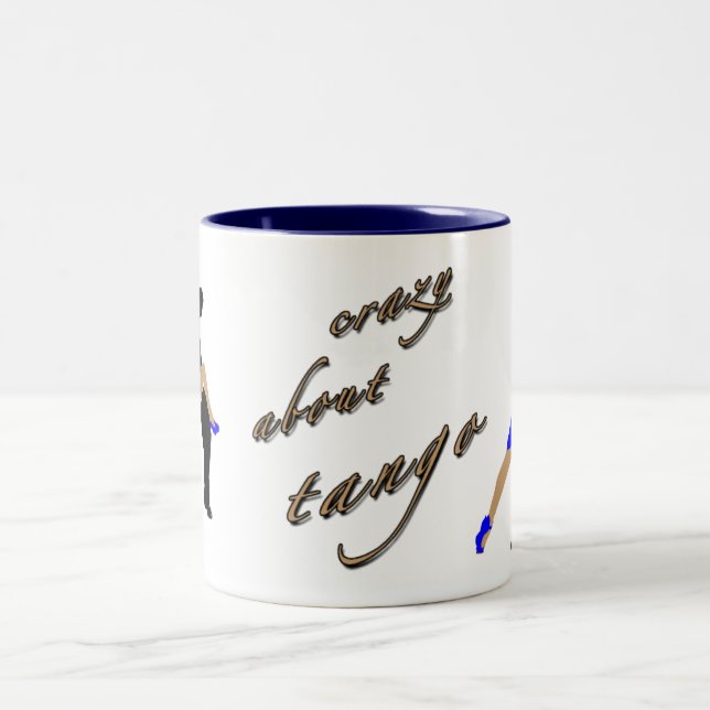 muggblått med gult galet Två-Tonad mugg (Center)