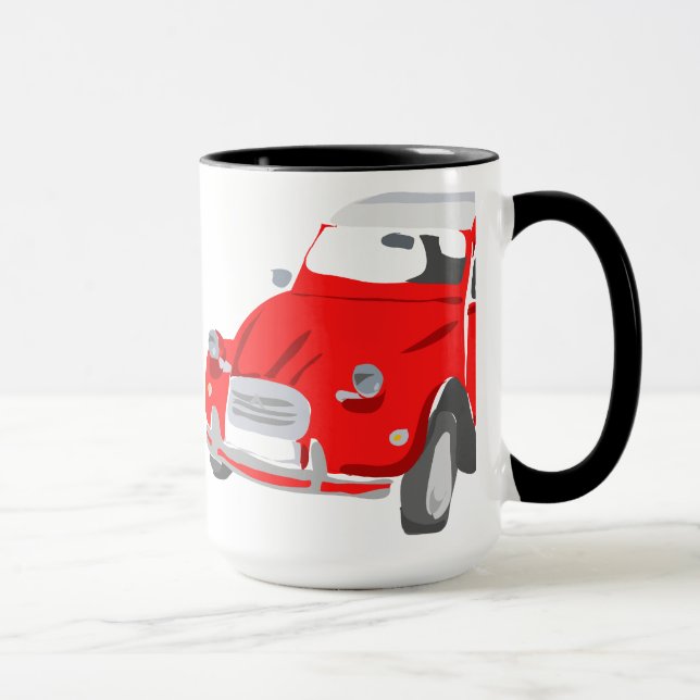 Muggen dekorerade med den ljusa röda Citroen 2 Mugg (Höger)