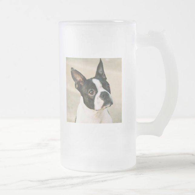 Muggen för Boston LookBoston Terrier Frostat Ölglas (Höger)