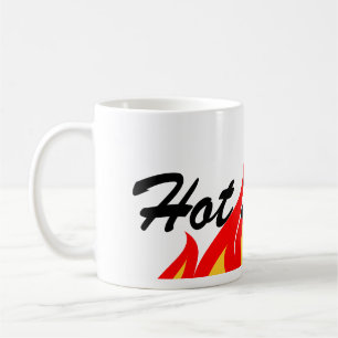 Muggen för hettsakerkaffe med avfyrar flammar kaffemugg