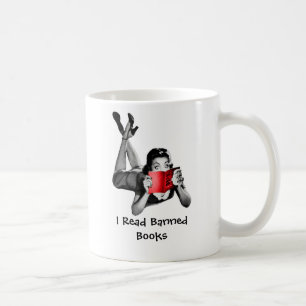 Muggen läste jag förböd bokar kaffemugg